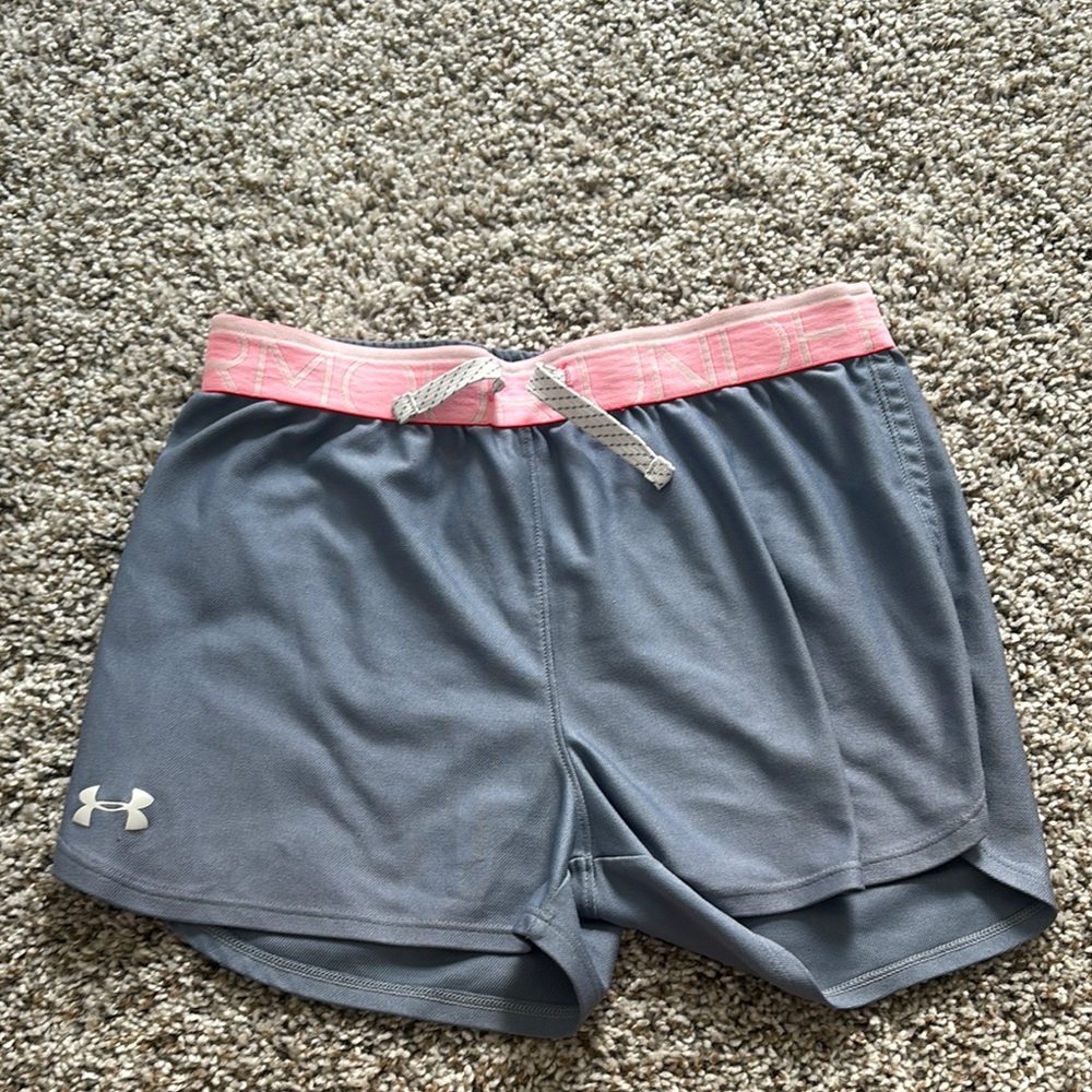 Under Armour Gray and Pink Athletic Shorts Moisture-Wicking Stretch